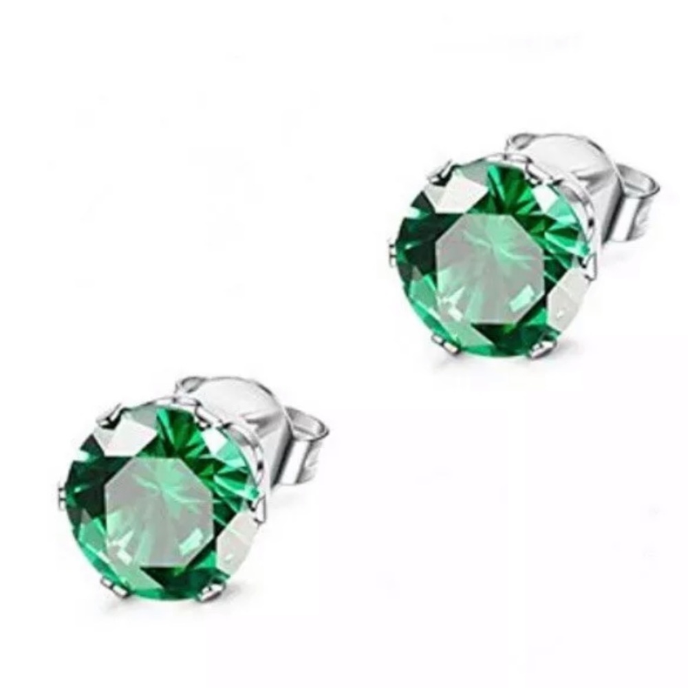 💗 Hypoallergenic Stainless Steel Emerald Green Crystal Earrings 6mm NEW